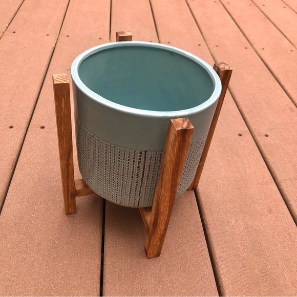 Distressed Blue Indoor Plant Pot with Stand - Picture 4 of 11